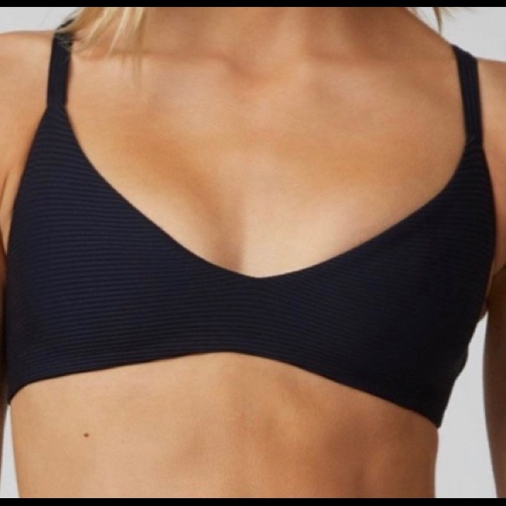 Boys + Arrows Black Ribbed Bikini Top
